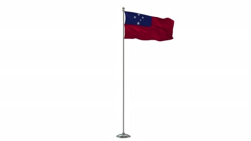 Samoa National Flag Waving Animation on White