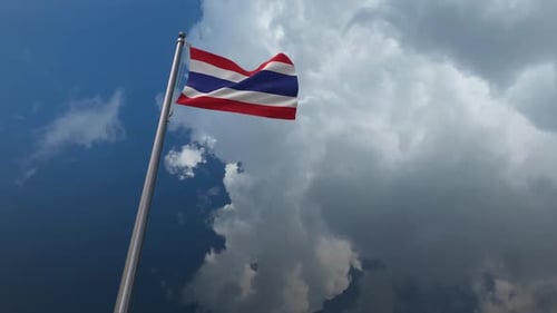 Realistic Thailand National Flag Waving Animation