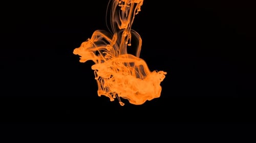Vibrant Orange Ink Flowing on Black Background