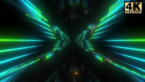 Abstract Neon Cyber Tunnel Loop Background