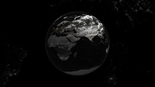 Rotating Digital Earth Globe at Night