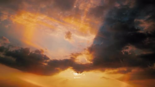 Dramatic Sky at Sunset with Sun Rays