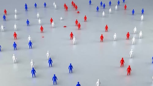 Diverse People Figures Populating a Geometric Grid