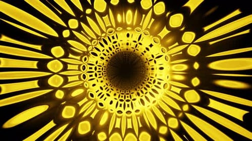 Abstract Yellow Geometric Glowing Tunnel Background Loop