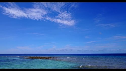 Aerial top down nature of tranquil sea view beach trip by aqua blue sea with white sand background o