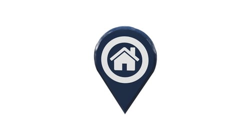 3D Rotating Map Pin with Home Icon Animation