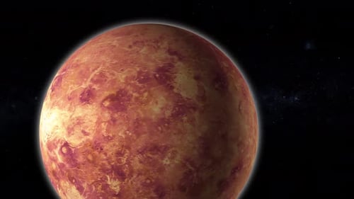 Venus in 360-Grad-Drehung. Venusoberfläche ohne Wolken. Vd 1581