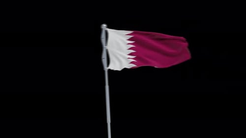 Qatar Flag Waving with Alpha Channel
