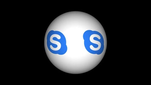 Skype Logo Rotating on a White 3D Sphere Animation
