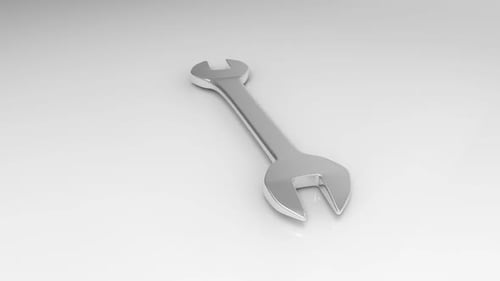 3D Silver Wrench Rotating Loop Animation