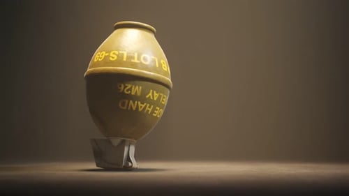 3D Military Grenade Explosion with Golden Glitter Effect