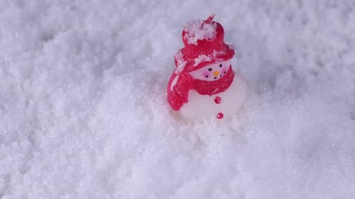 Festive Snowman Candle Decoration on Fresh Snow