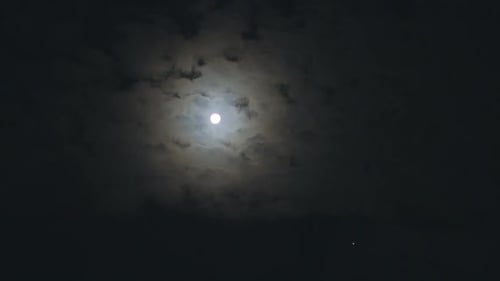 Full Moon Shines in Night Sky