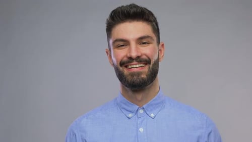 Smiling Man Laughing with Joyful Expression