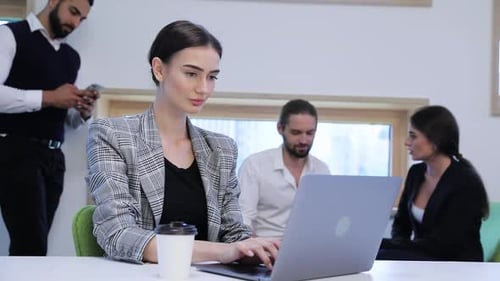 Business Woman Working On Computer In Office. Business People