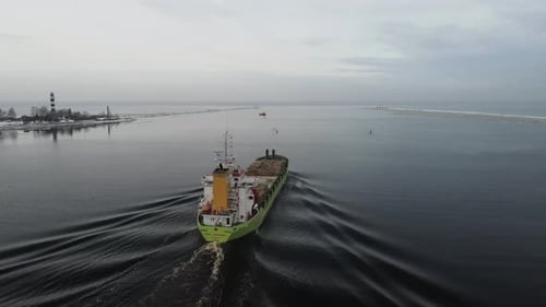 Bulker ship on the river