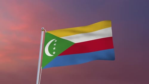 Flagge der Komoren winkt 4k