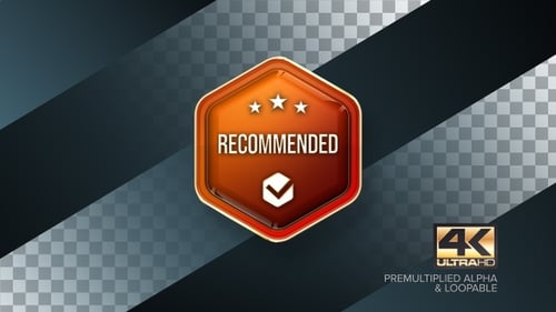 Animated 3D Golden Recommended Badge Loop