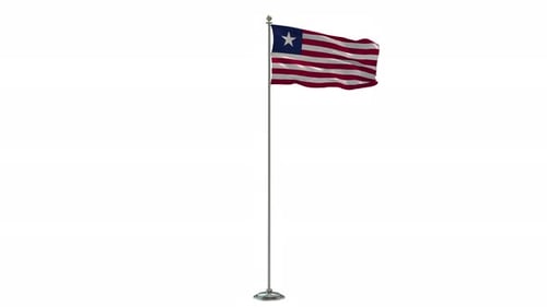 Liberia Looping Of The Waving flag Pole With Alpha