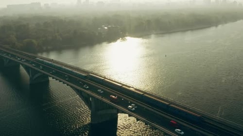 Transport City Traffic Car Bridge Train Aerial River Road