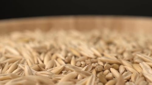 Footage Rotate Raw Oats Closeup Background