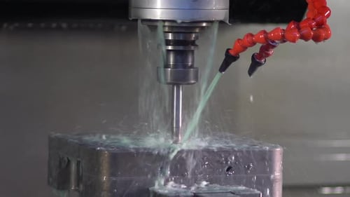 Robotic Milling Machine Drills Gray Block
