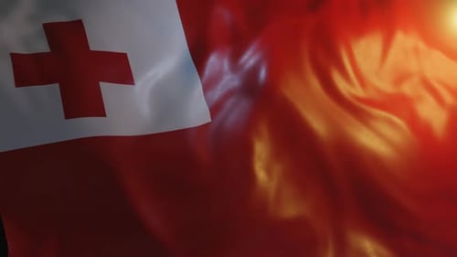 Realistic Waving Flag of Tonga in Sunlight