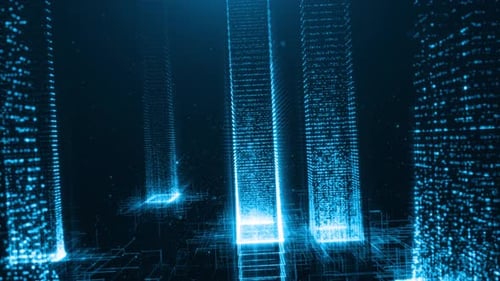 Digital Business Hologram City Blue