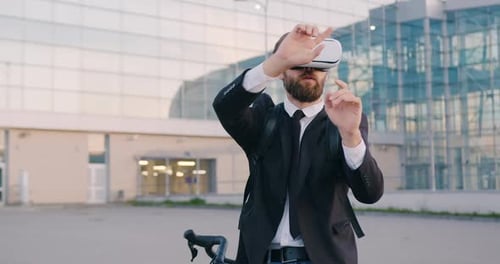 Office Manager in Augmented Reality Glasses which Working on Imaginary Screen