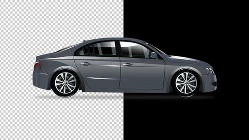 Animated Grey Sedan Car with Flashing Headlights