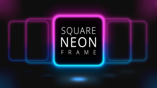 Flickering Square Neon Frame with Modern Light Leaks