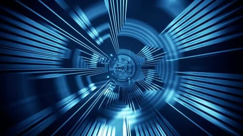 Abstract high-speed data flying through a circuit board tunnel. Loopable. HD