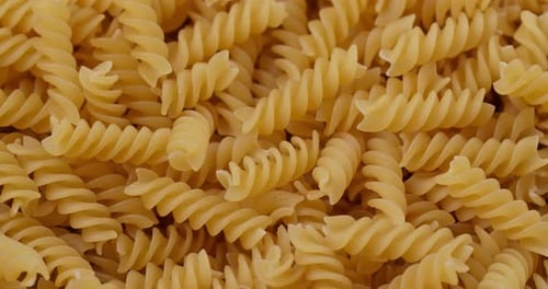 Dry uncooked fusilli close up