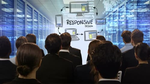 Professionals View Responsive Design Presentation in Server Room