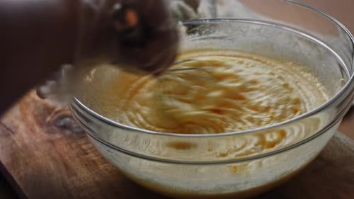 Close Up of Batter Being Mixed in Bowl