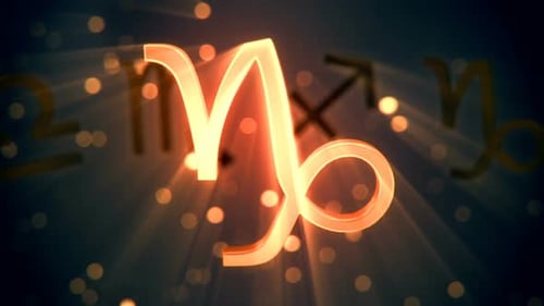 Shining Zodiac Symbols with Radiant Light Beams