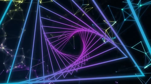 Abstract Neon Geometric Tunnel Loop Background