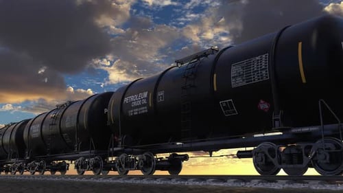 Erdöltransport im Öltankwagen mit dem Güterzug per Eisenbahn