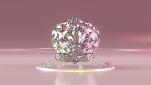 Geometric Diamond Brain Rotating 3D Model Animation