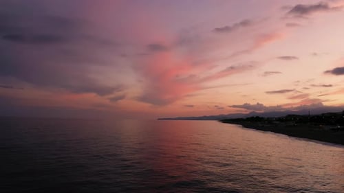 Fiery sunset over the ocean.