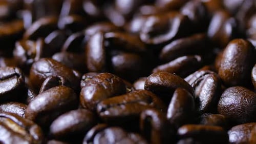 Rotating Brown Coffee Beans