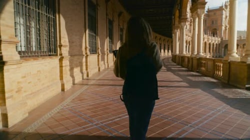 Excited New Student Walk in Old University Campus