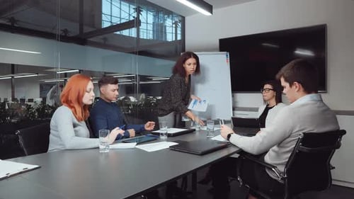 Team Brainstorming During a Corporate Presentation