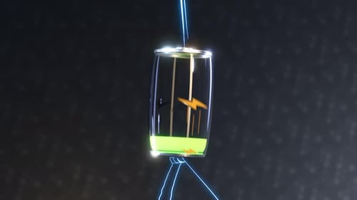 Battery charging process. Power level showed as green cells in increasing. 4K