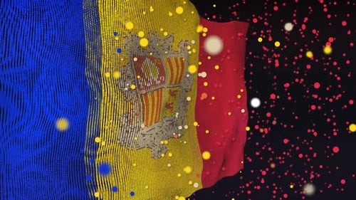 Andorra Flag Digital Particle Wave Animation