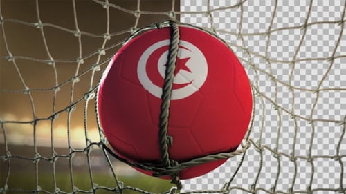 Soccer Ball Scoring Goal Night Frontal - Tunisia