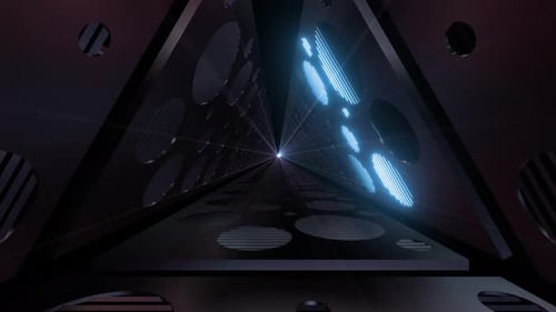 4k Blue Circular Light Tunnel