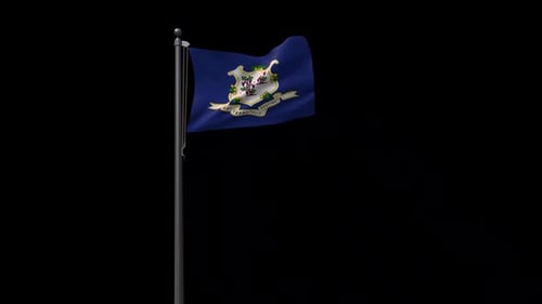 Connecticut State Flag Waving 3D Animation