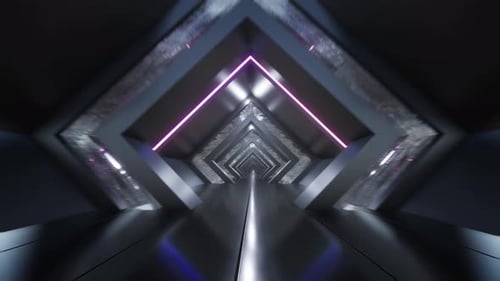 Die
Zukunft des langen Korridors. Futuristischer Tunnel mit Licht