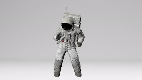 Astronaut Dancing on white background with Alpha channel.
